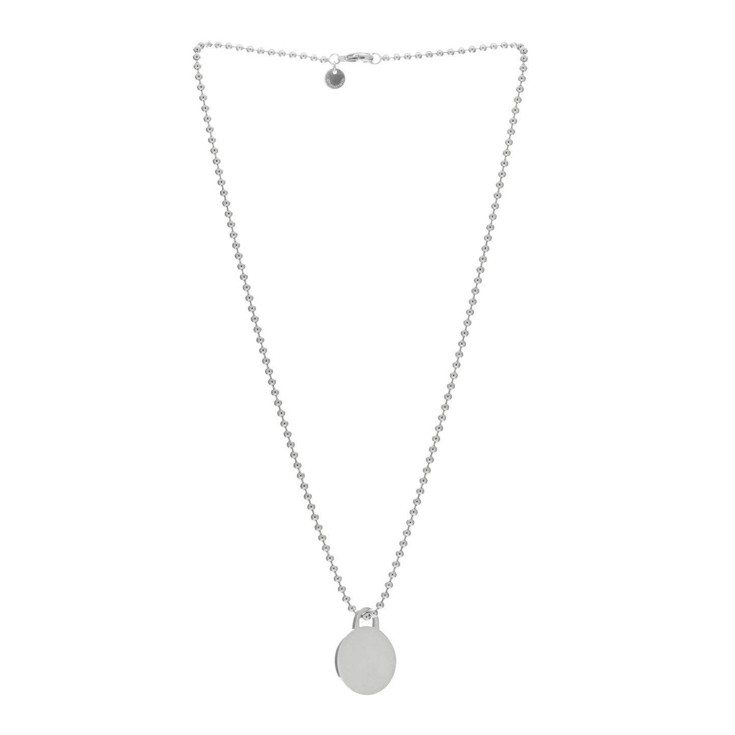 Sterling Silver Round Pendant Beaded Chain Necklace