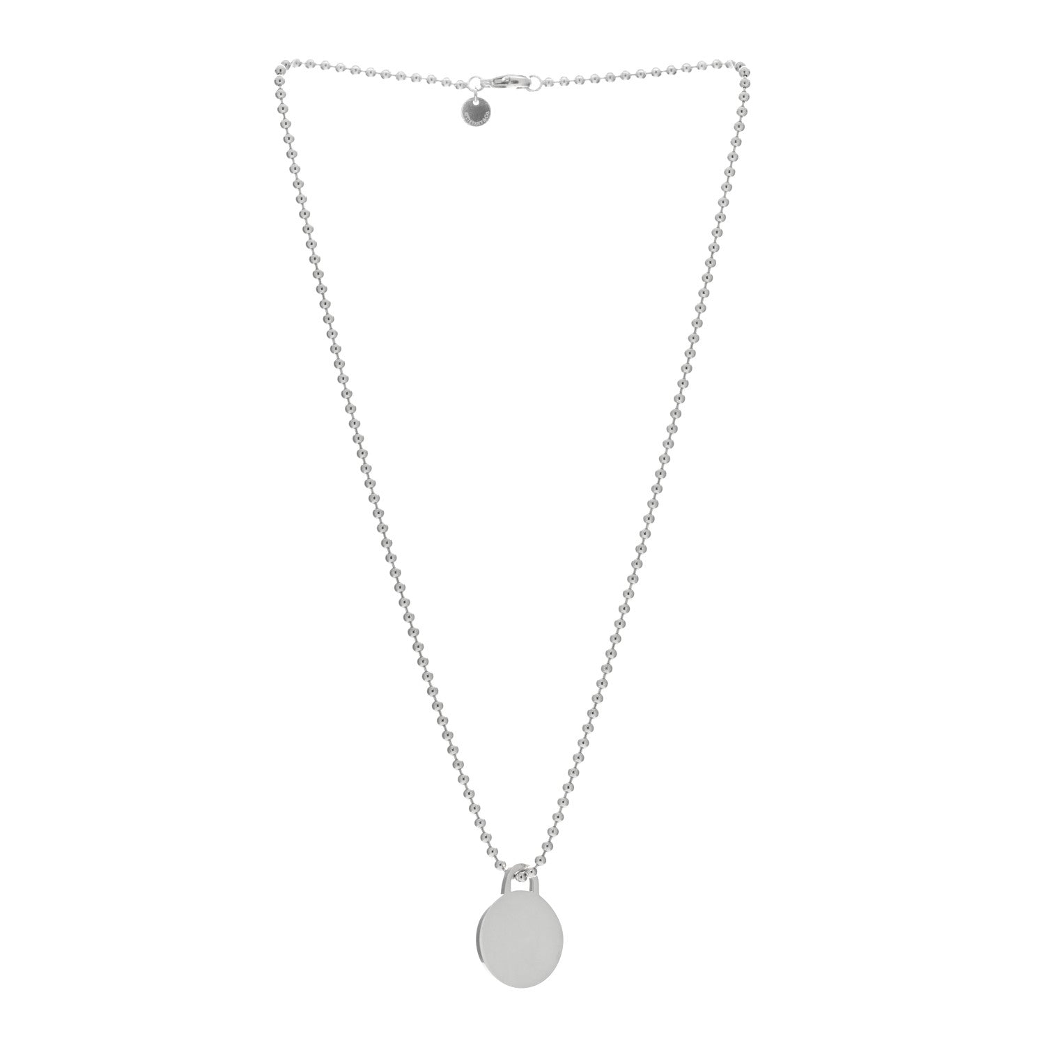 Tiffany Sterling Silver Round Pendant Beaded Chain Necklace 3 of 4