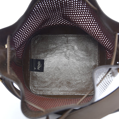 Fendi Vitello Liberty Glossy Lambskin F is Fendi Perforated Large Mon Tresor Bucket Bag White Ice Rust Maya 5 of 11