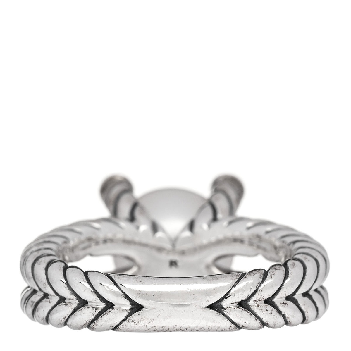 Sterling Silver Diamond Cultured Pearl 10mm Cable Ring 57 8