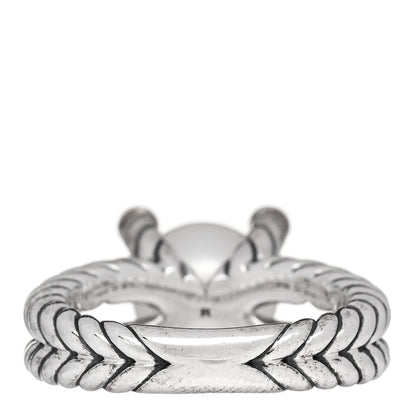 David Yurman Sterling Silver Diamond Cultured Pearl 10mm Cable Ring 57 8 4 of 5