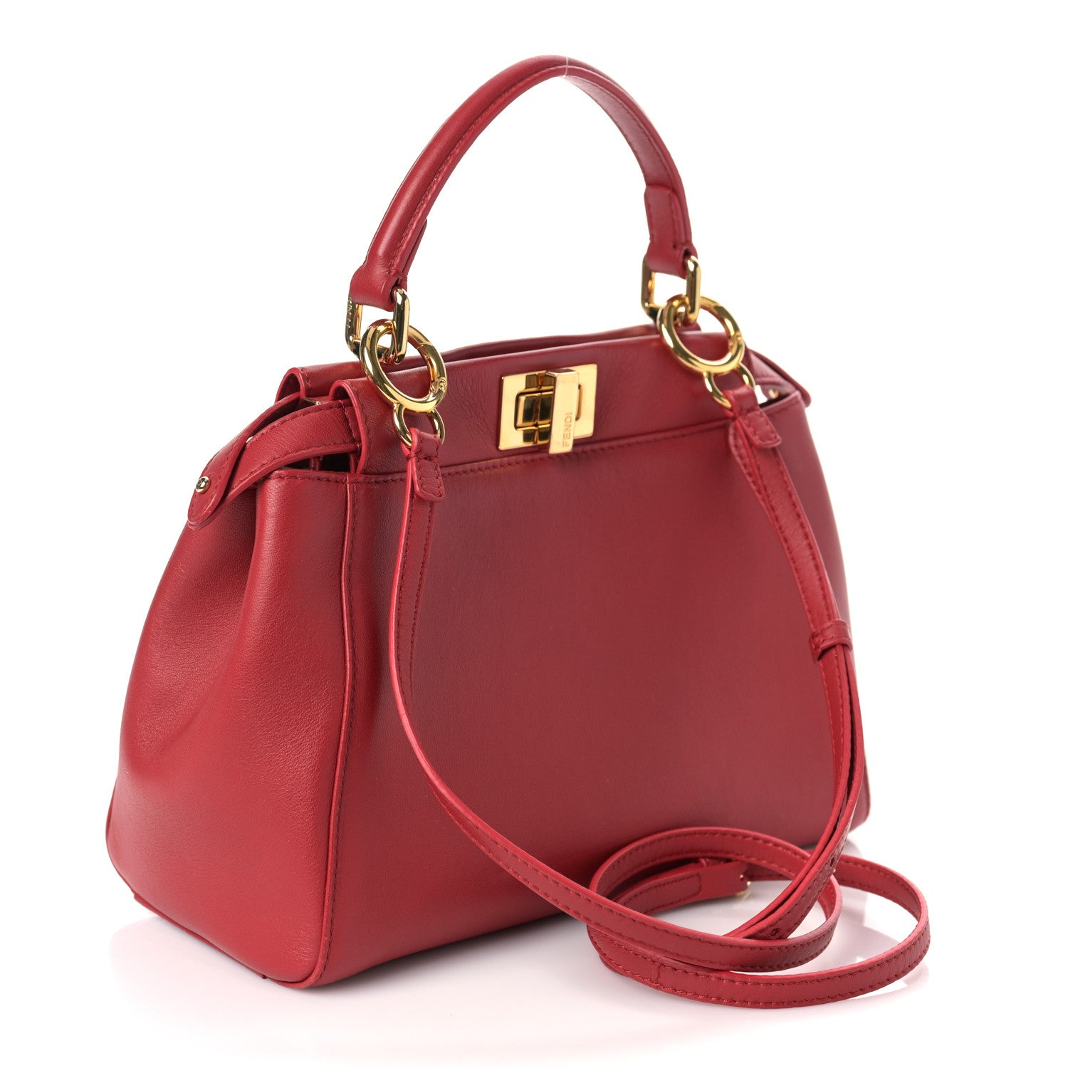 Fendi Nappa Mini Peekaboo Iconic Satchel Fragola 2 of 9