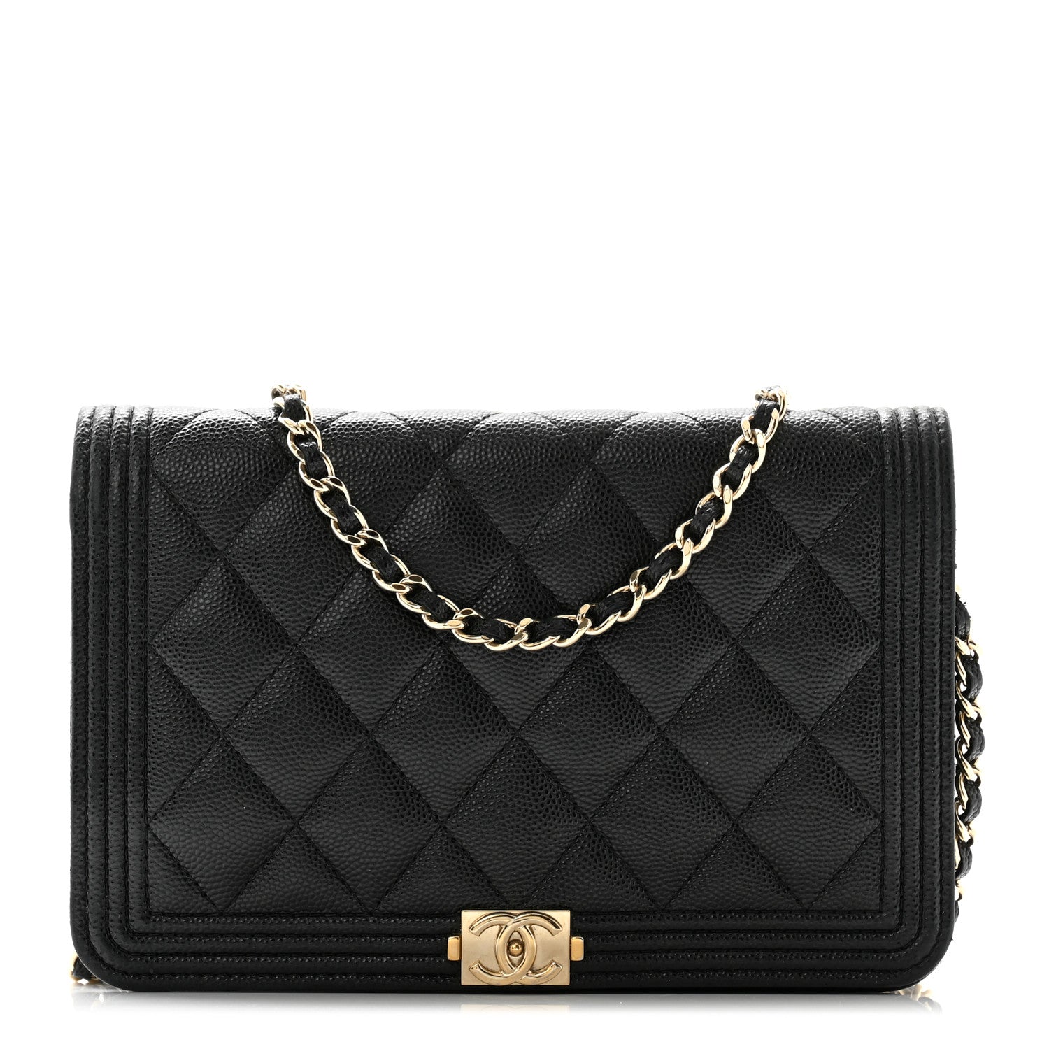 Chanel Caviar Quilted Boy Wallet On Chain WOC Black 1 of 12