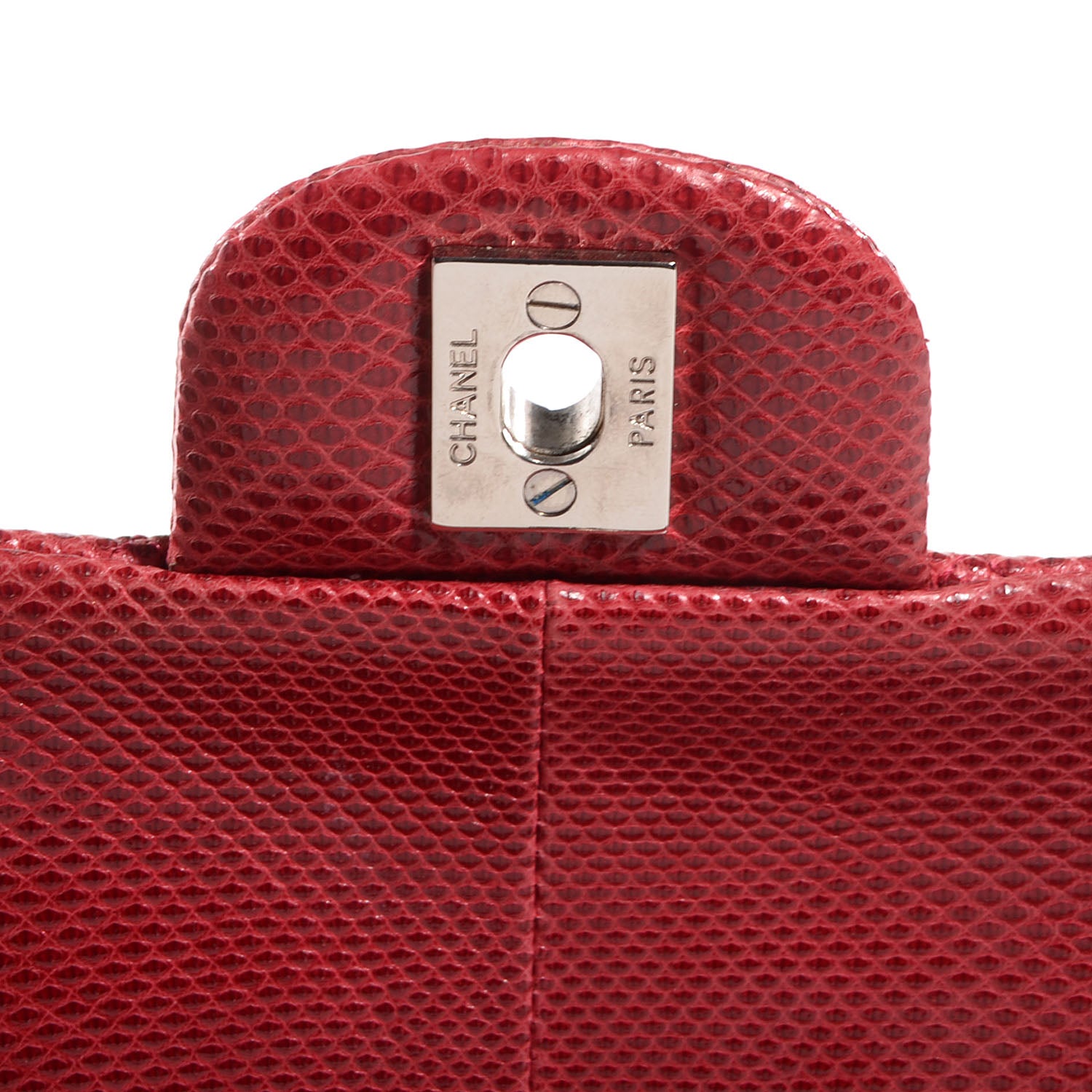 Chanel Lizard Quilted Medium Double Flap Red 5 of 9