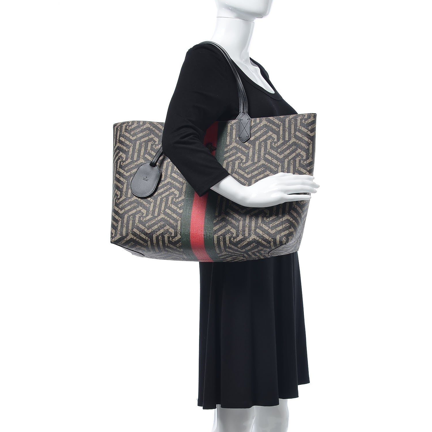 Gucci GG Supreme Monogram Caleido Web Large Tote Black 2 of 9