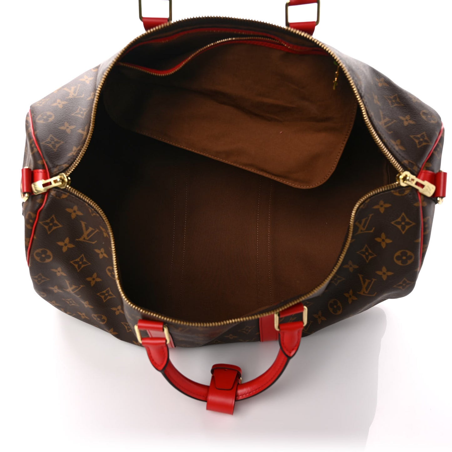 Calfskin Monogram Keepall Bandouliere 50 Coquelicot