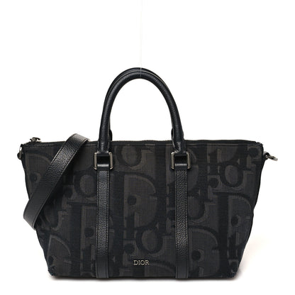 Christian Dior Maxi Oblique Jacquard Weekender 25 Black 1 of 12