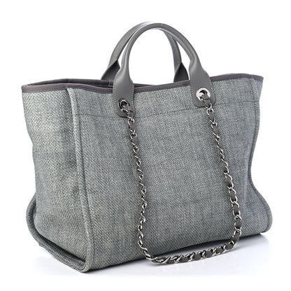 Chanel Woven Straw Raffia Large Deauville Tote Grey 2 of 4