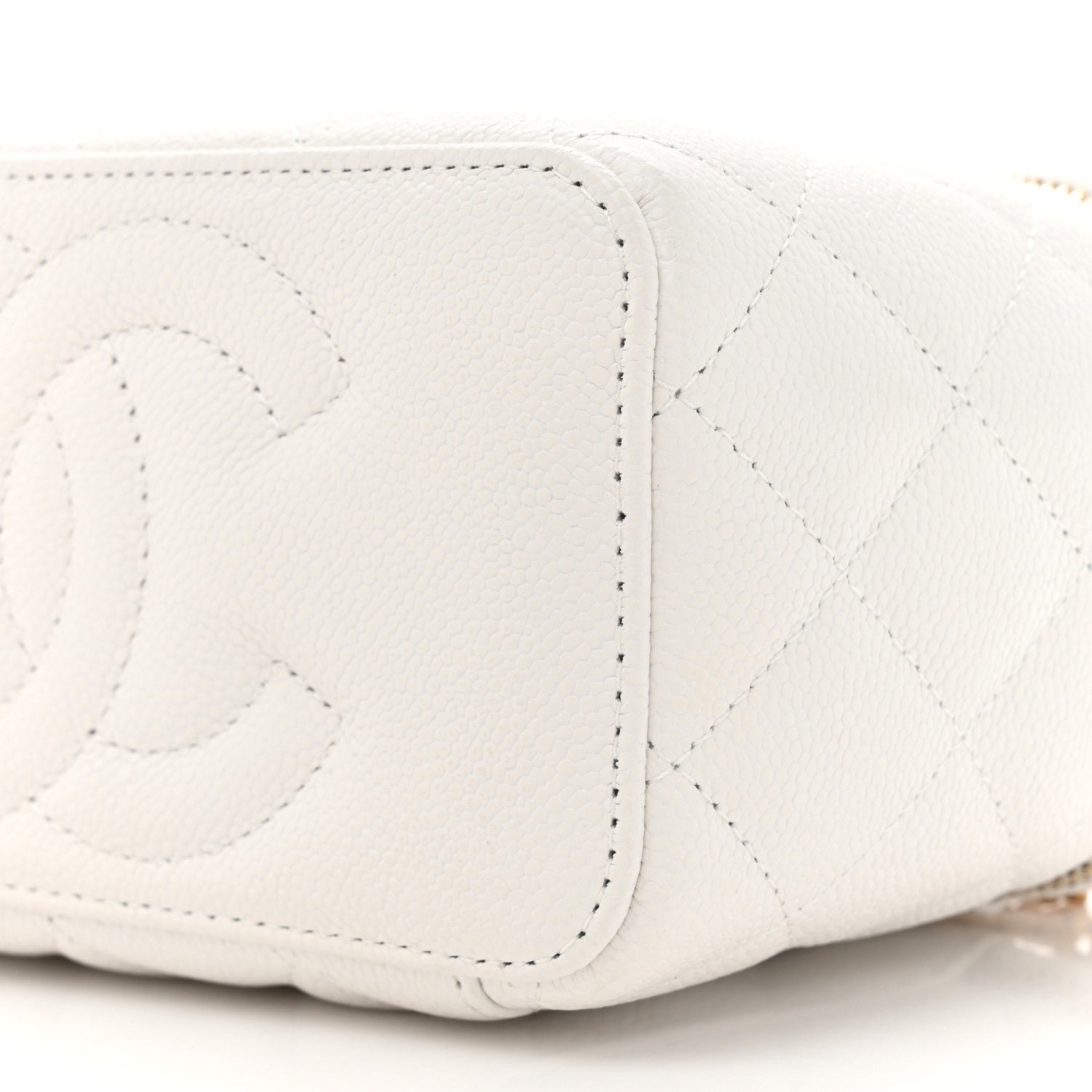 Chanel Caviar Quilted Sweetheart Vanity Case White 10 of 13