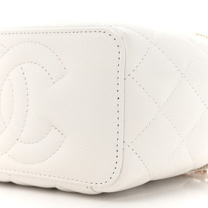 Chanel Caviar Quilted Sweetheart Vanity Case White 10 of 13