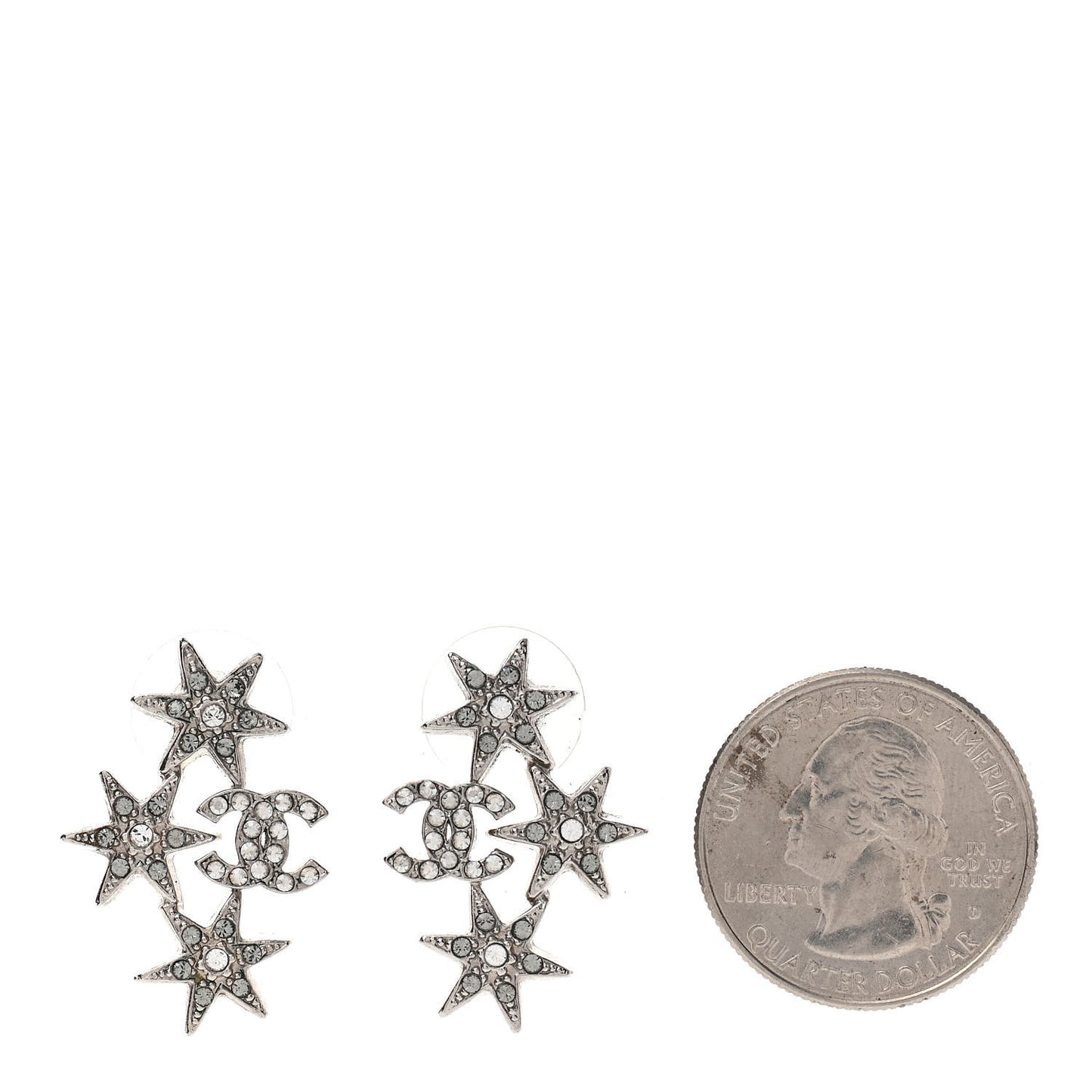 Crystal CC Star Earrings Silver