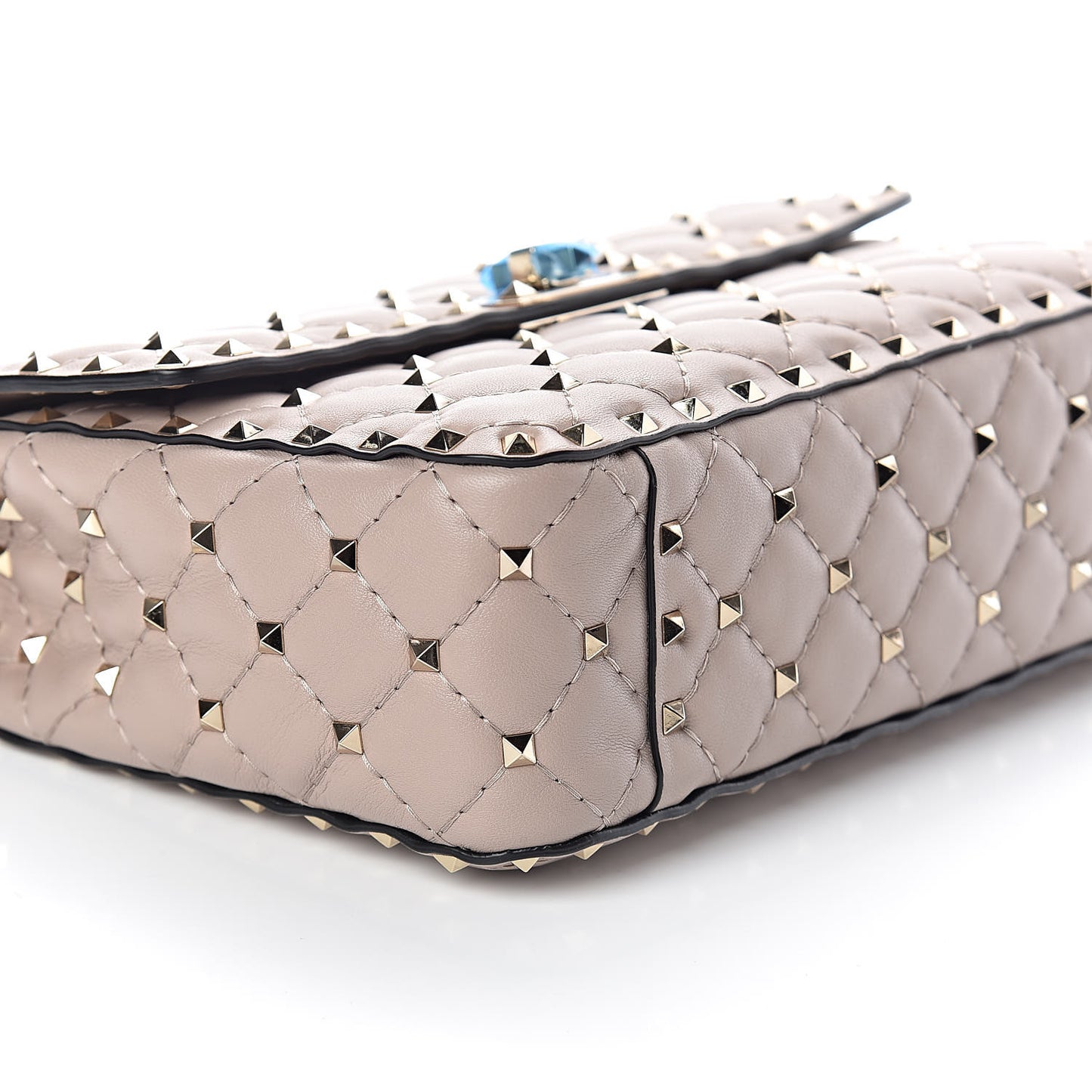 Lambskin Medium Rockstud Spike Shoulder Bag Poudre