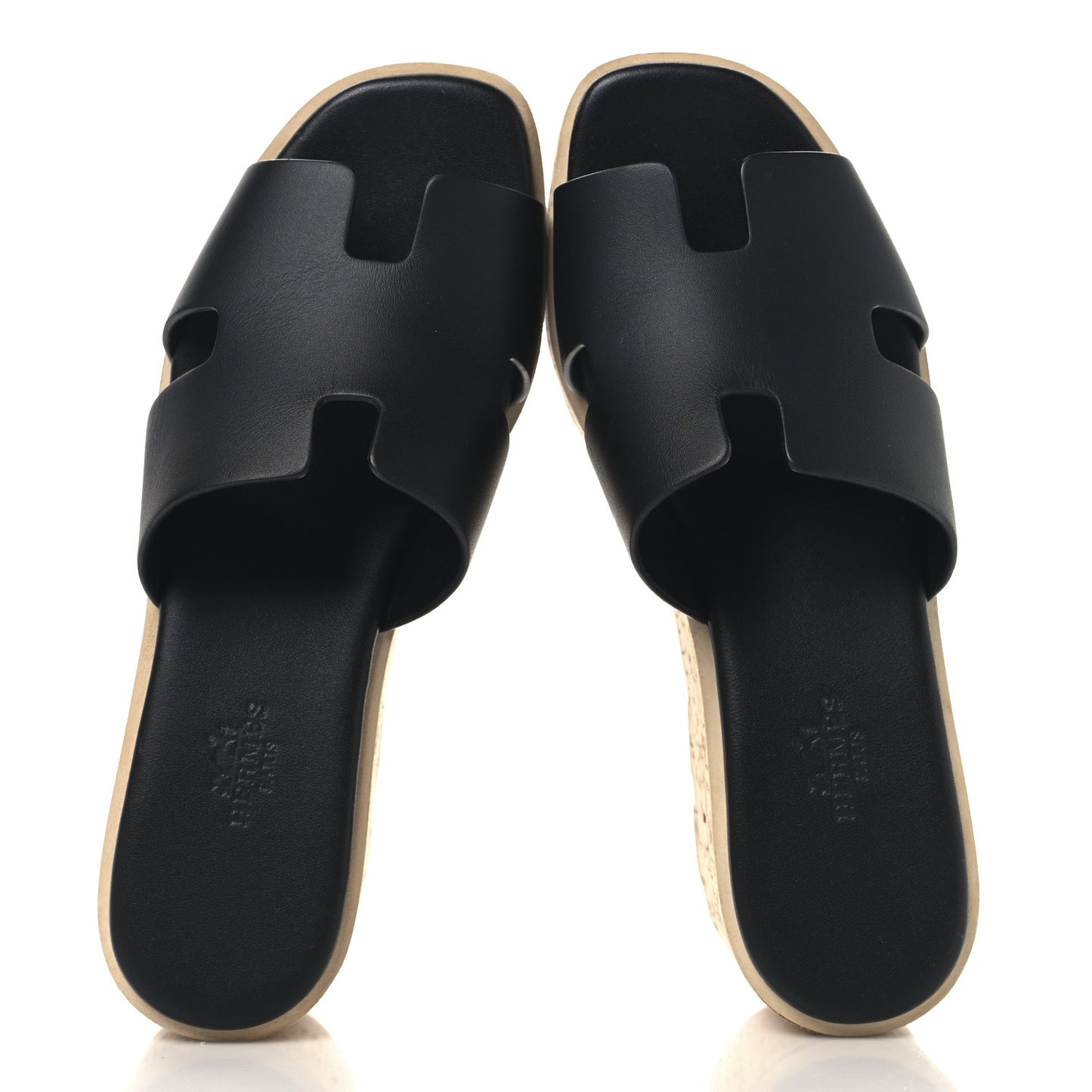 Calfskin Cork Eze 30 Sandals 36 Black