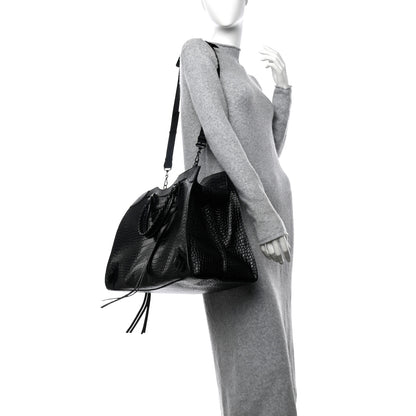 Balenciaga Semi Matte Calfskin Crocodile Embossed Neo Classic Black Hardware Large City Black 2 of 9