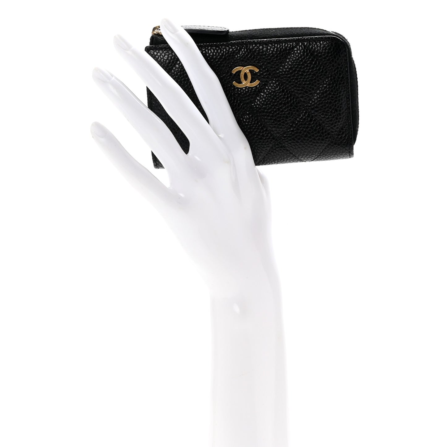 Caviar Quilted Zipped Key Holder Case Black