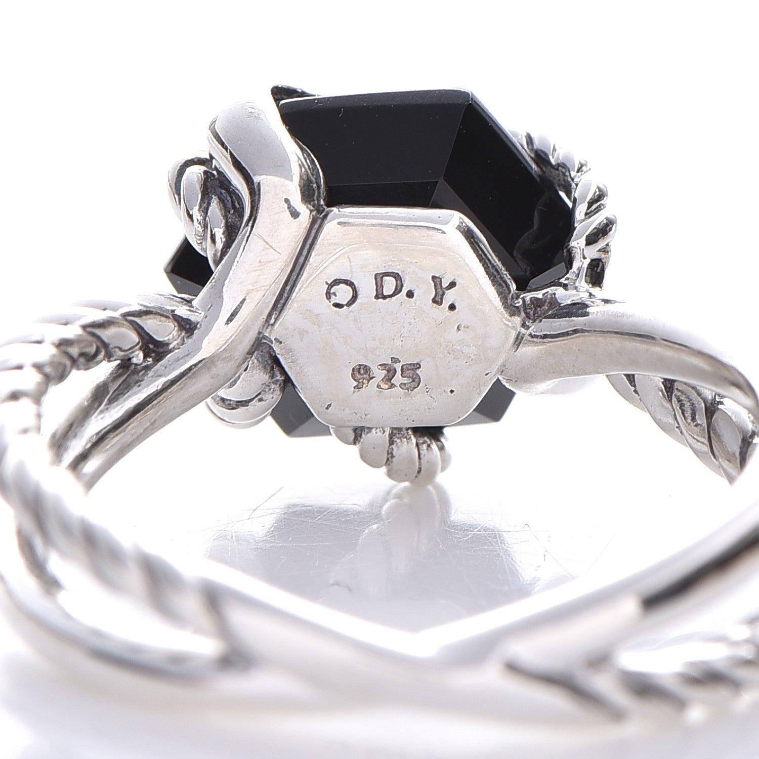 David Yurman Sterling Silver Diamond Black Onyx 10mm Cable Wrap Ring 52 6 4 of 4
