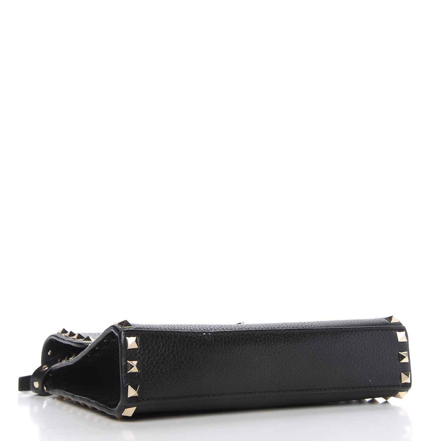 Pebbled Calfskin Medium Rockstud Flip Lock Crossbody Bag Black