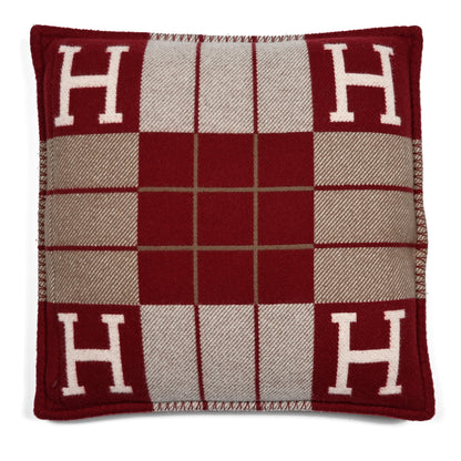 Hermes Wool Cashmere Avalon III Pillow PM Ecru Rouge 1 of 2