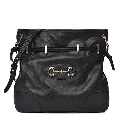 Gucci Sakai Calfskin Horsebit 1955 Cinch Top Messenger Bag Black 1 of 9