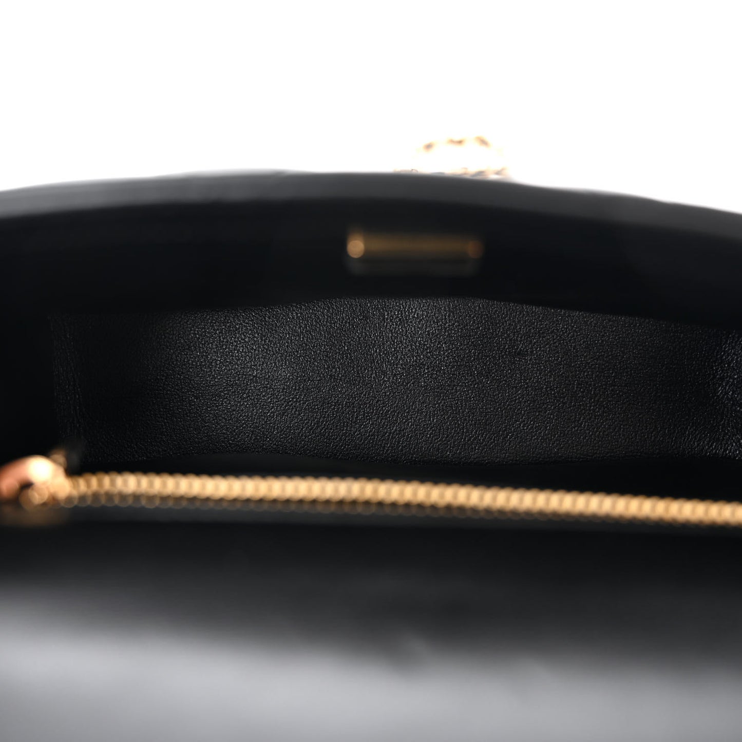 Lambskin Resin Quilted Top Handle Flap Black