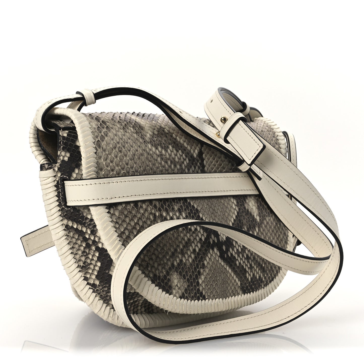 Snakeskin Calfskin Whipstitch Small Gate Crossbody Bag Ivory