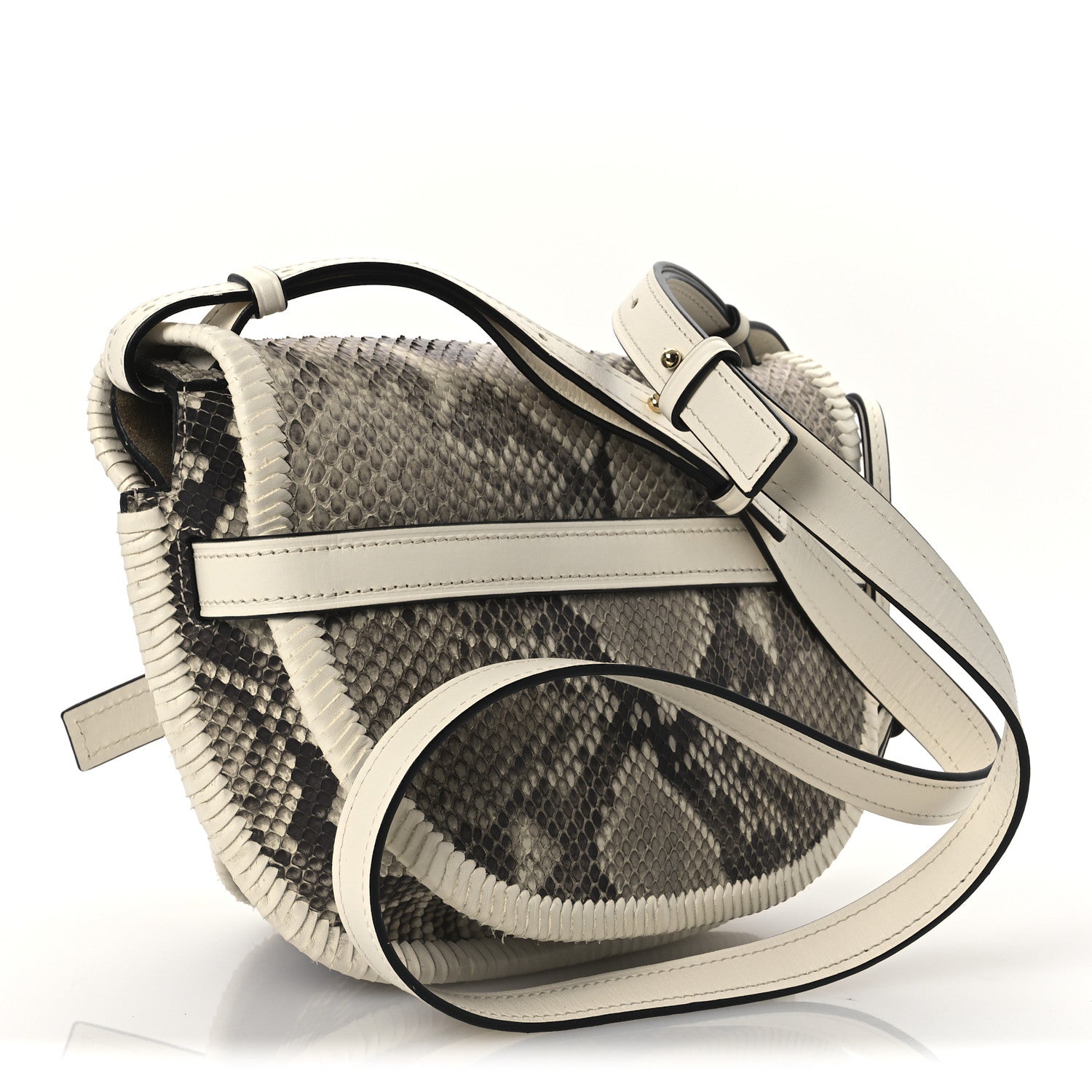 Loewe Snakeskin Calfskin Whipstitch Small Gate Crossbody Bag Ivory 3 of 12