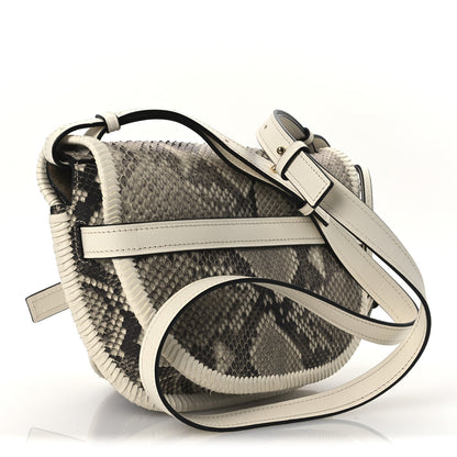 Loewe Snakeskin Calfskin Whipstitch Small Gate Crossbody Bag Ivory 3 of 12