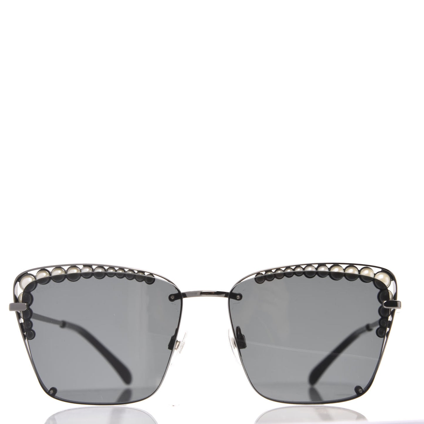 Metal Square Frame Pearl Sunglasses 4235-H Dark Grey