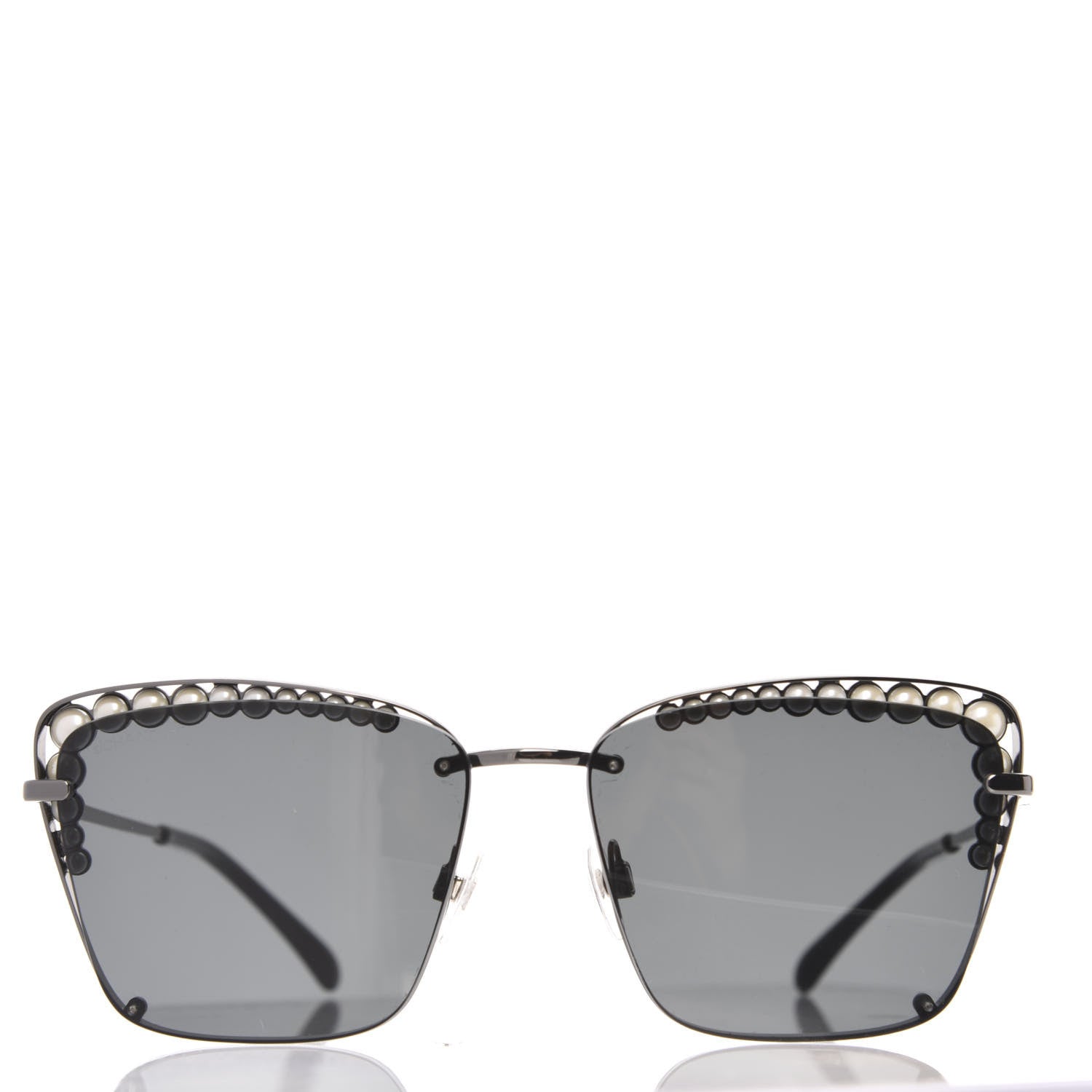 Chanel Metal Square Frame Pearl Sunglasses 4235-H Dark Grey 3 of 7