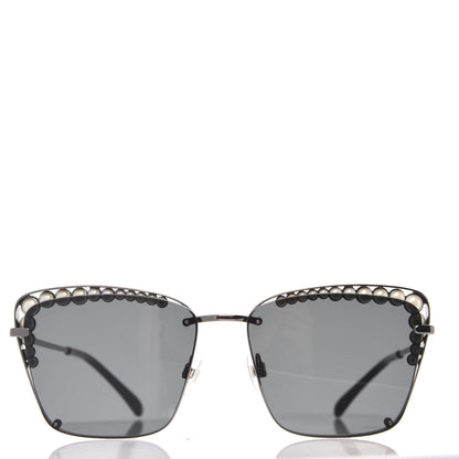 Chanel Metal Square Frame Pearl Sunglasses 4235-H Dark Grey 3 of 7