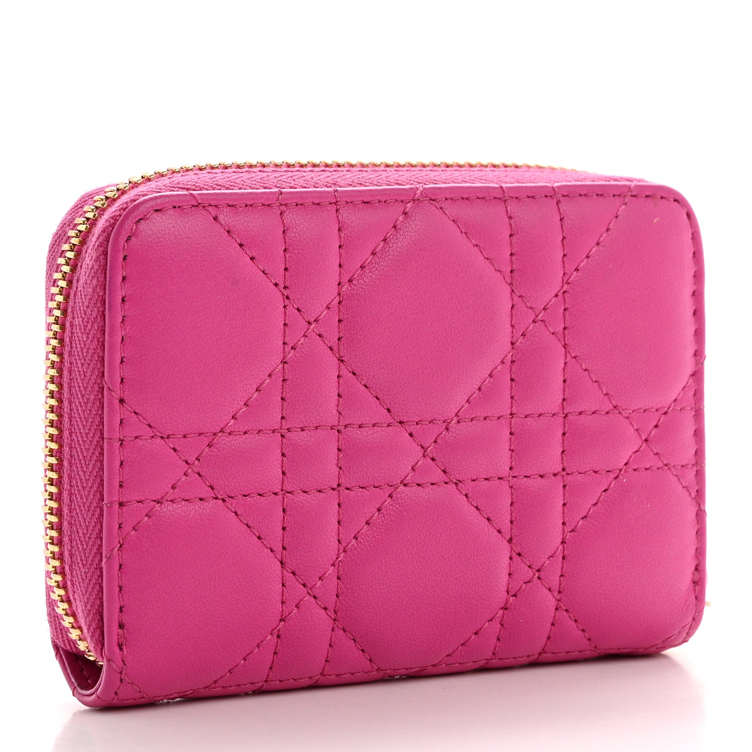 Christian Dior Lambskin Cannage Mini Lady Dior Zip Portemonnaie Rani Pink 3 of 8