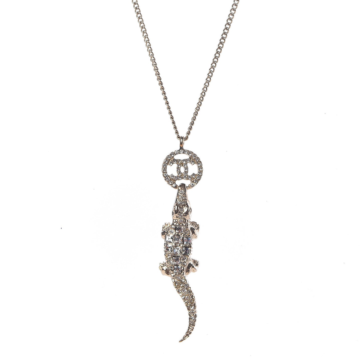 Crystal CC Alligator Necklace Gold