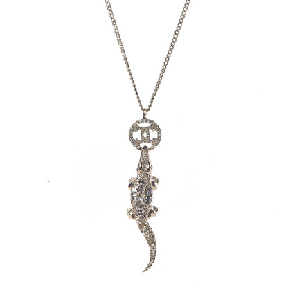 Chanel Crystal CC Alligator Necklace Gold 4 of 6