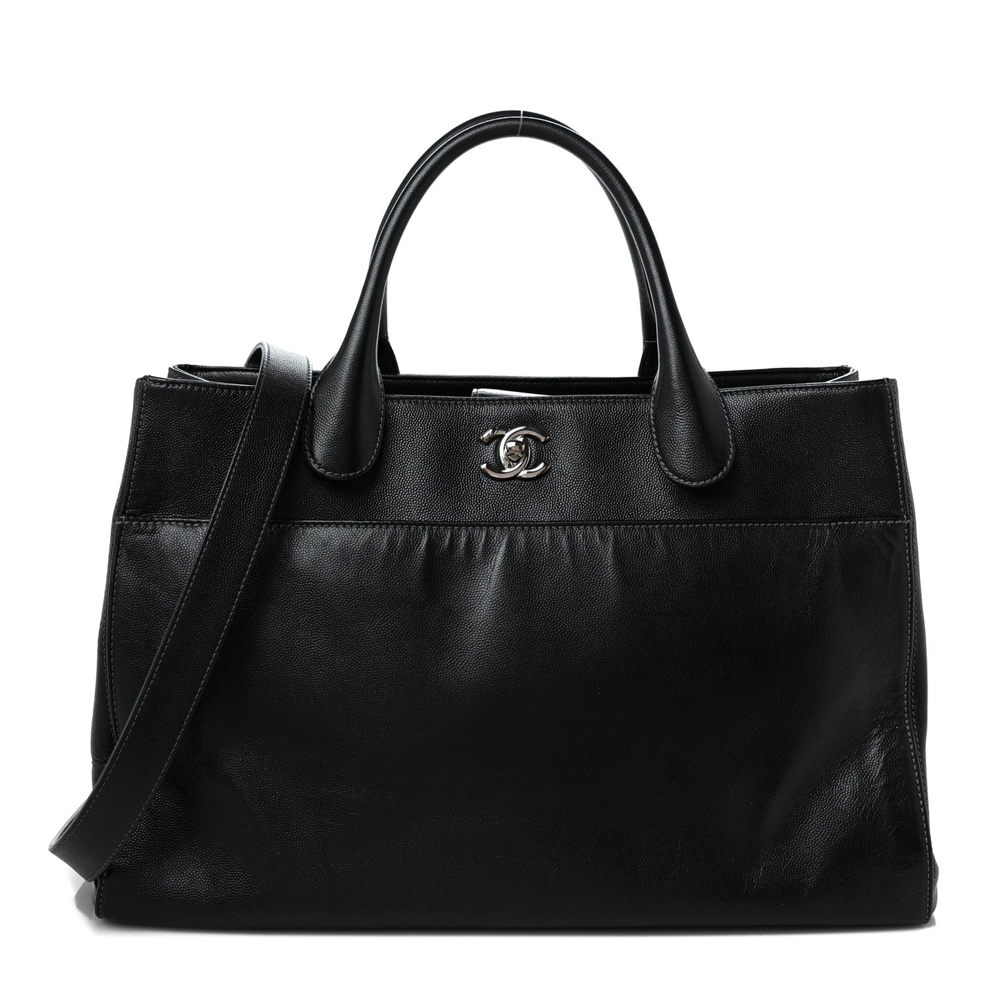 Caviar Medium Cerf Executive Shopper Tote Black