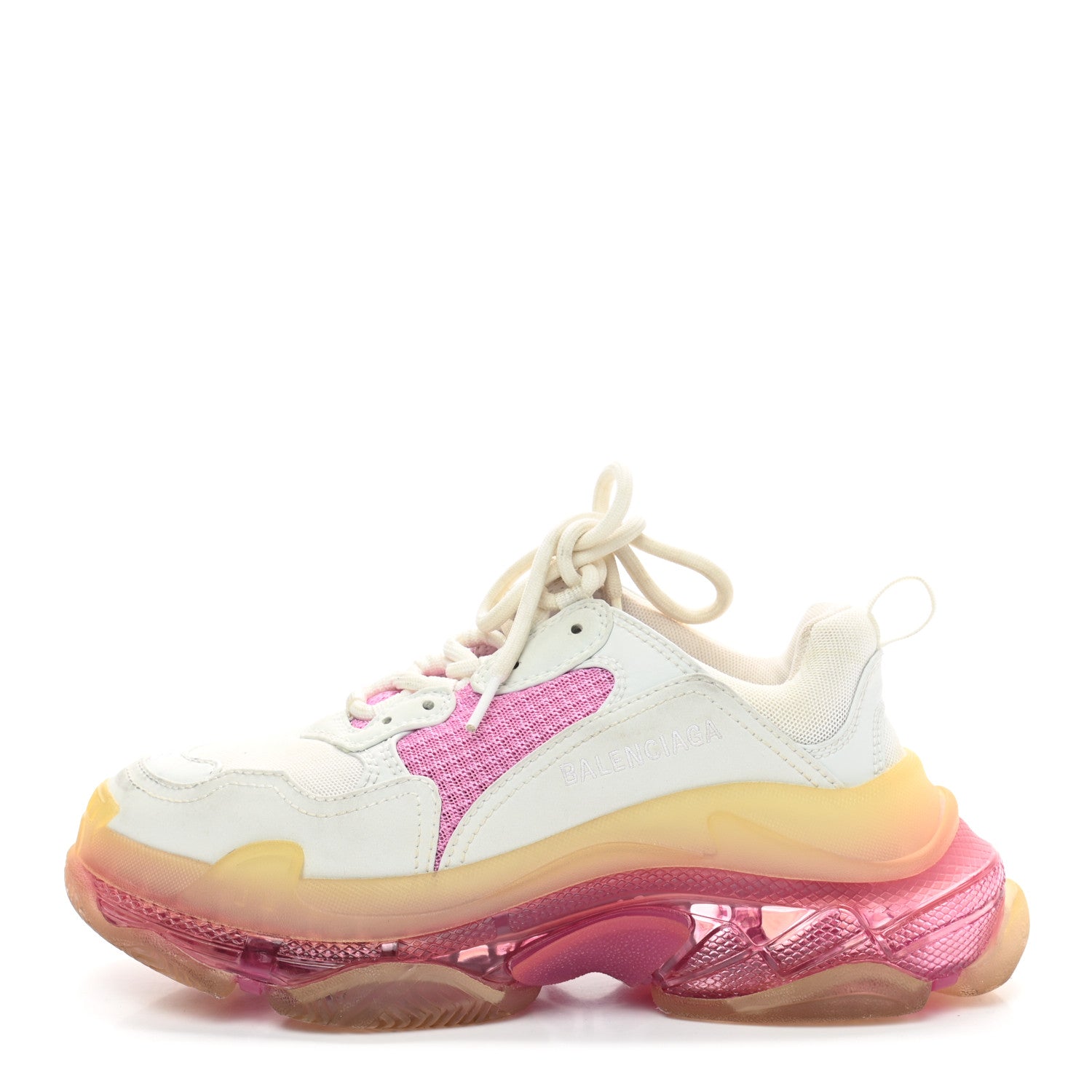 Balenciaga Fabric Mesh Clear Sole Womens Triple S Sneakers 38 White Pink 1 of 13