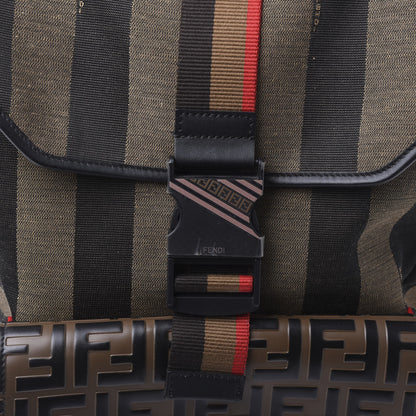 Fendi Fabric Jacquard Cuoio Romano Vitello Pequin Bi-Color FF 1974 Embossed Backpack Tobacco Moro Rosso Malboro Maya Black 10 of 10
