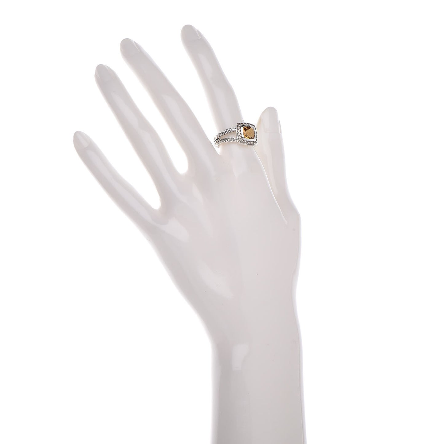 Sterling Silver Diamond Citrine 7mm Petite Albion Ring 52 6