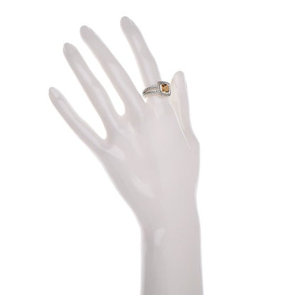 David Yurman Sterling Silver Diamond Citrine 7mm Petite Albion Ring 52 6 2 of 5