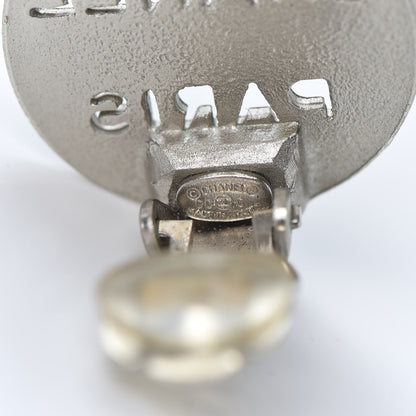 Chanel CHANE Logo Cutout Clip On Earrings Silver 4 of 4