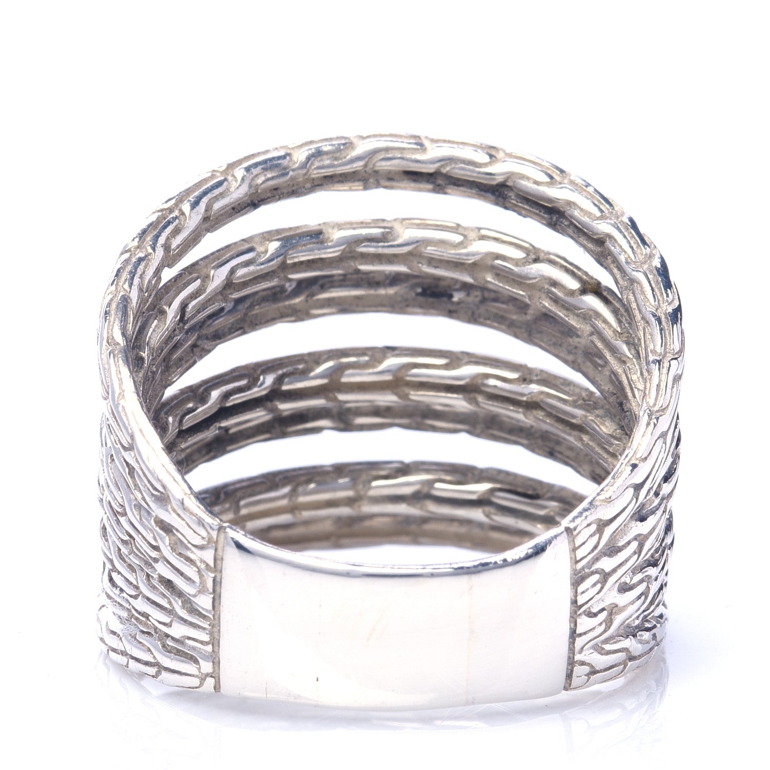 John Hardy Sterling Silver Classic Chain Multi Row Ring 10 3 of 4