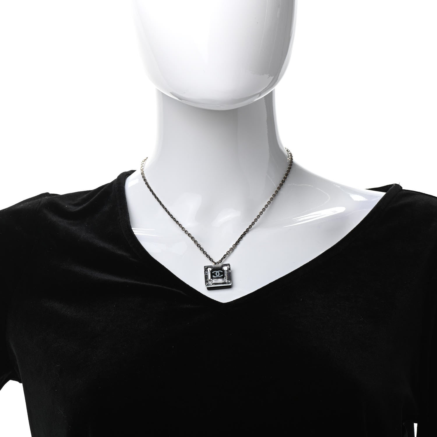 Chanel Lucite CC Square Charm Necklace 2 of 7