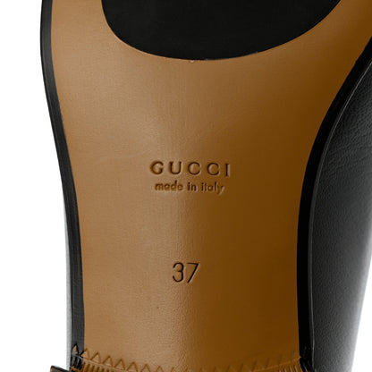 Gucci Goatskin Womens Horsebit Mid-Heel Loafers 37 Black 8 of 14