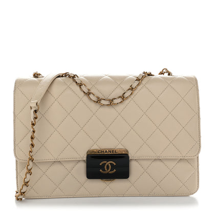 Chanel Sheepskin Quilted Large Beauty Lock Flap Light Beige 1 of 11