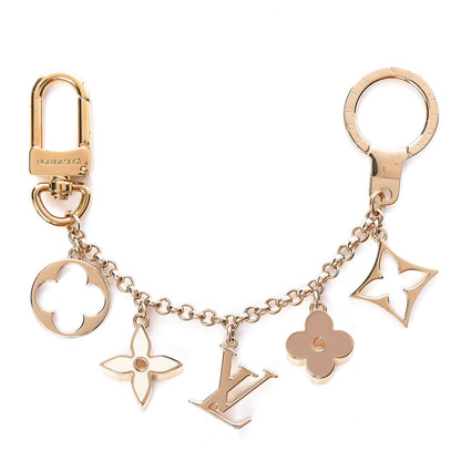Louis Vuitton Brass Enamel Fleur De Monogram Bag Charm Chain Gold 1 of 3