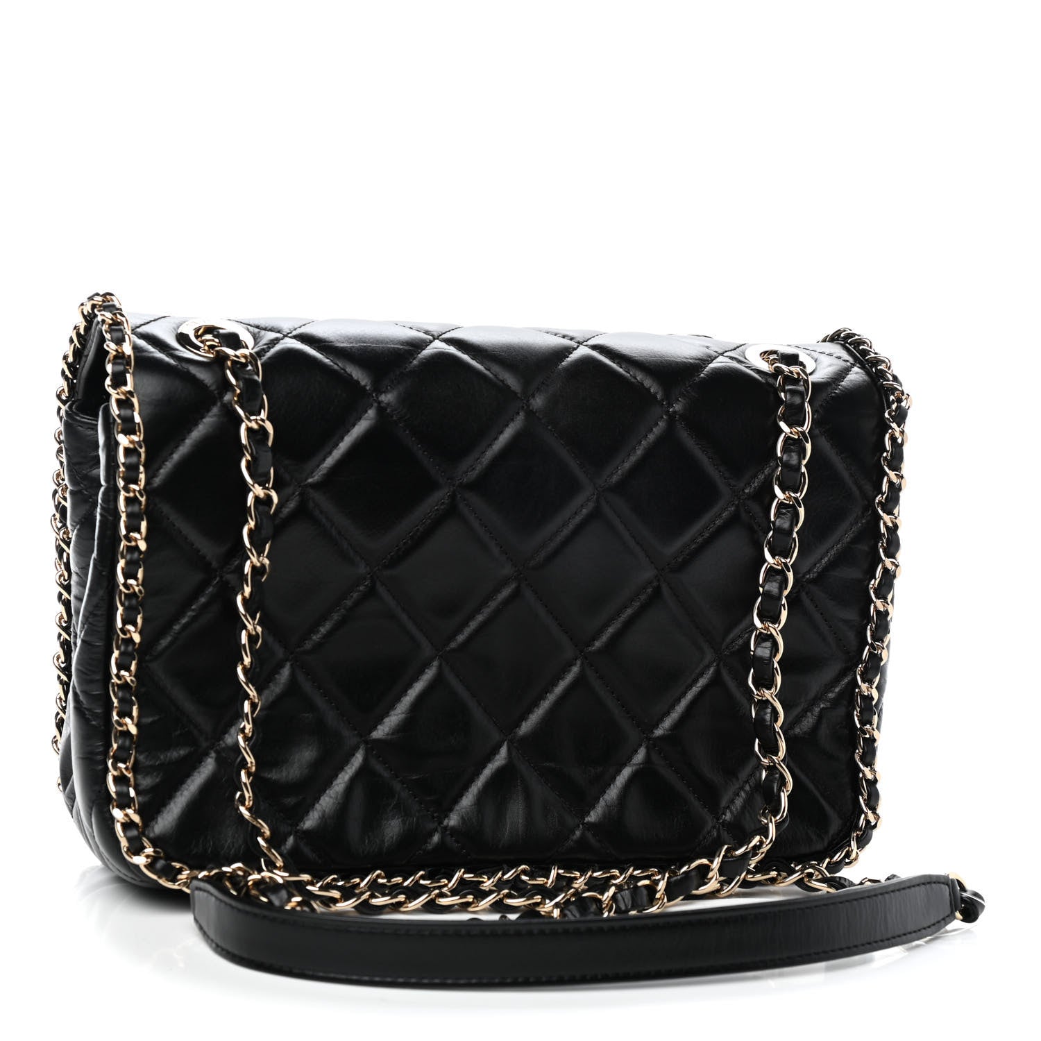 Chanel Crumpled Calfskin Medium Chain All Over Flap Black 3 of 9