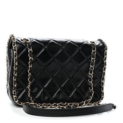 Chanel Crumpled Calfskin Medium Chain All Over Flap Black 3 of 9