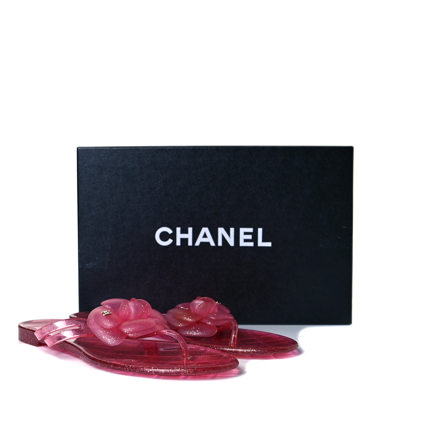 Chanel Jelly Camellia Glitter Thong Sandals 41 Rose Clair 9 of 9