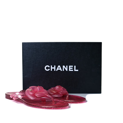 Chanel Jelly Camellia Glitter Thong Sandals 41 Rose Clair 9 of 9