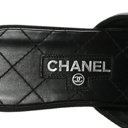 Chanel Lambskin Quilted Turnlock CC Platform Thong Sandals 39 Black 8 of 8