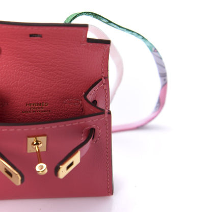 Hermes Tadelakt Mini Kelly Twilly Bag Charm Rose Lipstick 4 of 6